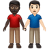 👨🏿‍🤝‍👨🏻 men holding hands: dark skin tone, light skin tone display on Apple